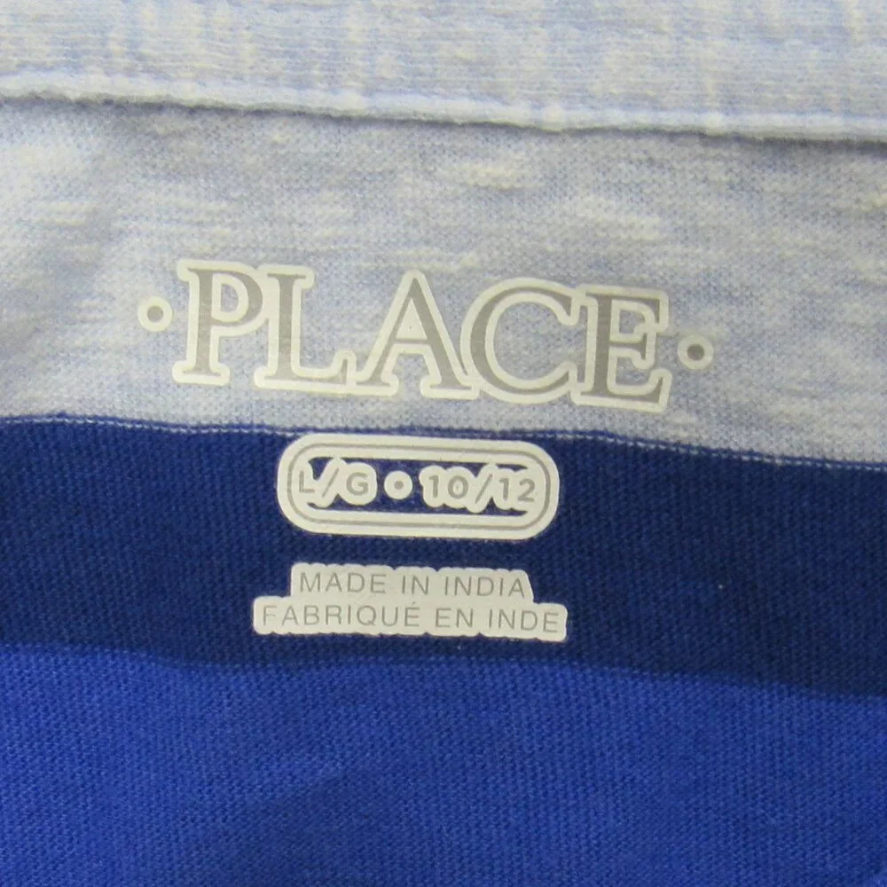 The Children's Place Boys Allover Striped Jersey Polo Shirts Top Size L (10/12)